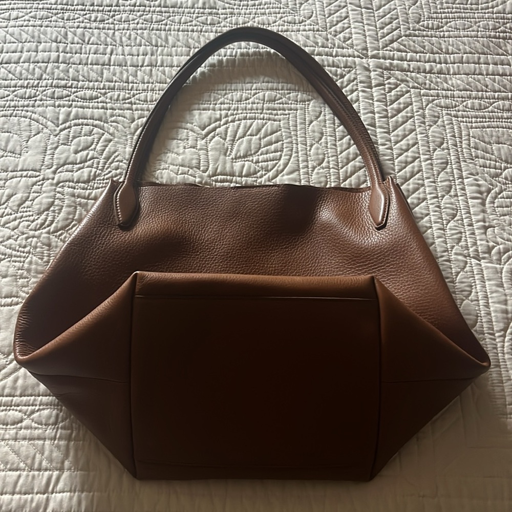 Madewell Cognac Brown Pebbled Leather Tote - Picture 2 of 7